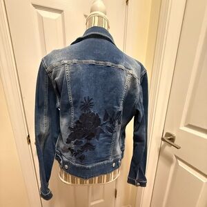 Blue Denim Jacket Embroidered with Floral Design